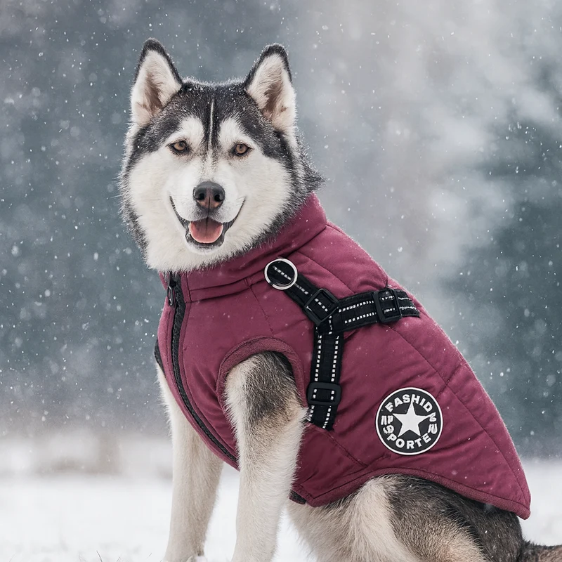 Manteau Hiver Harnais Intégré Gros Chien