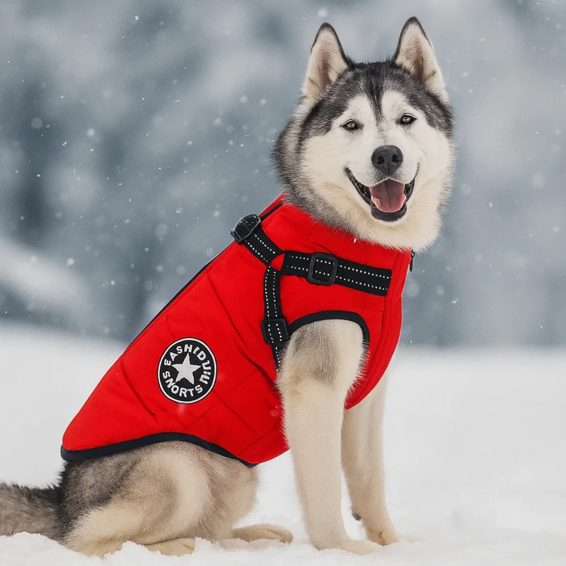 Manteau Hiver Harnais Intégré Gros Chien