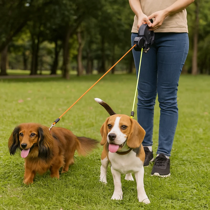 Laisse Double Rétractable 3m Deux Chiens