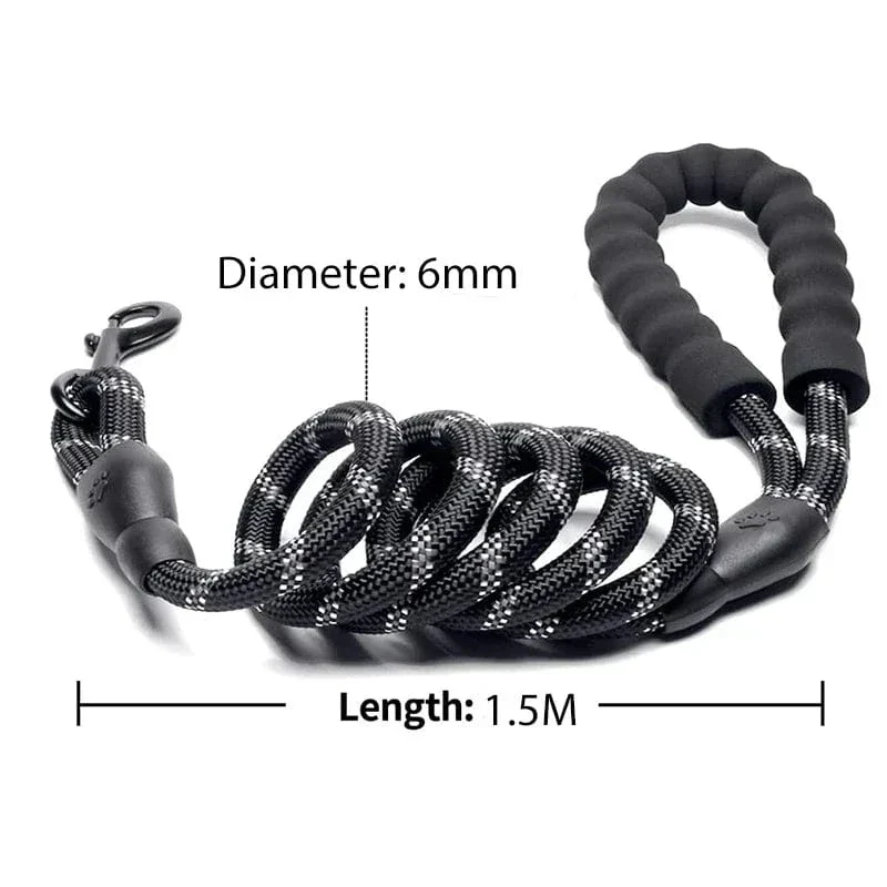 Laisse Réfléchissante Nylon Gros Chien Multisize