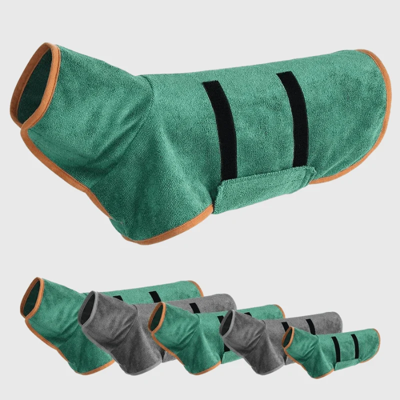 Peignoir Absorbant Chien XS-XL Vert Gris