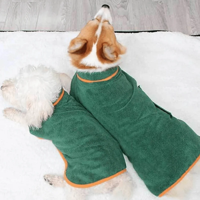 Peignoir Absorbant Chien XS-XL Vert Gris