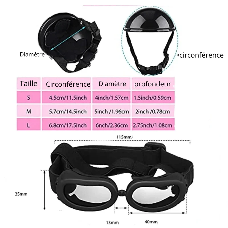 Casque Protection Chien Moto Style
