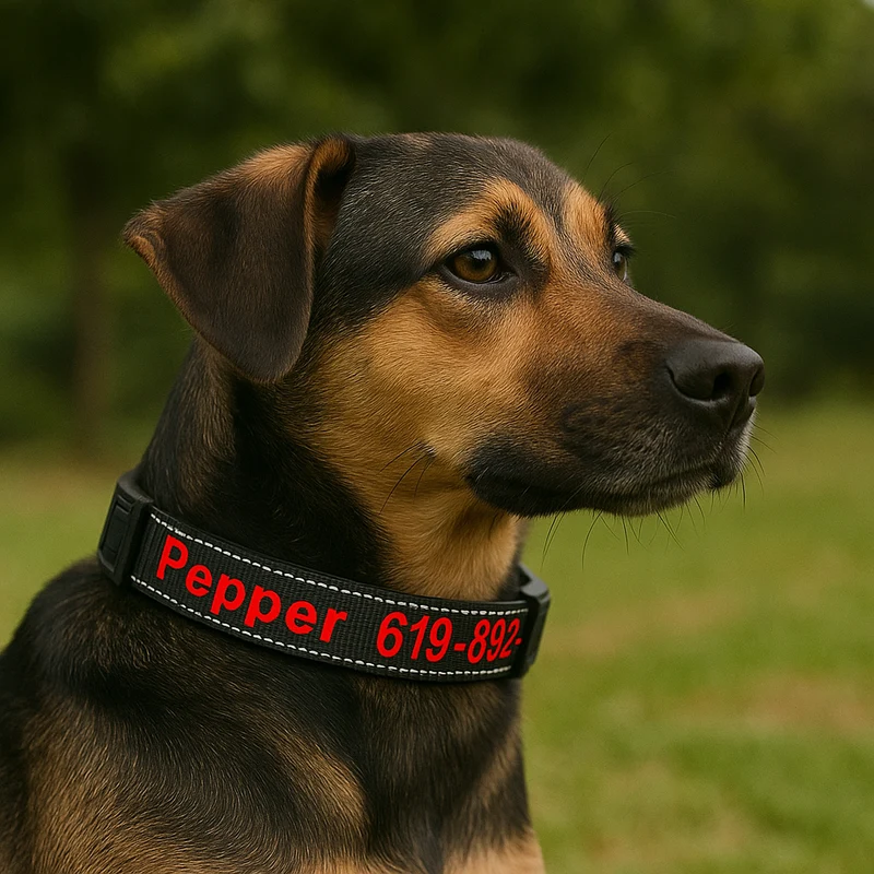 Collier Cousu Personnalisable Nylon Gros Chien
