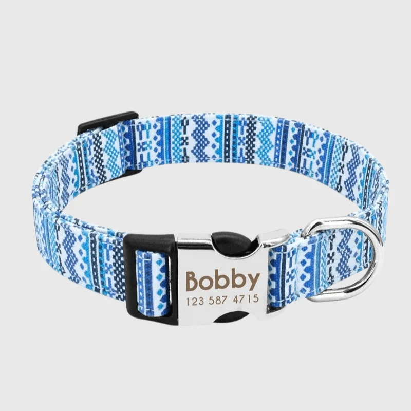 Collier Nylon Personnalisé Gravé Chien Molosse