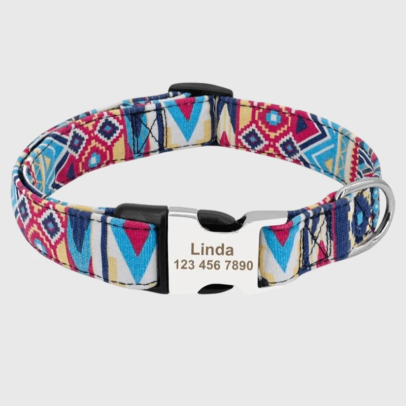 Collier Nylon Personnalisé Gravé Chien Molosse
