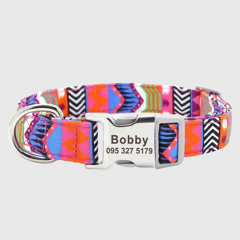 Collier Nylon Personnalisé Gravé Chien Molosse