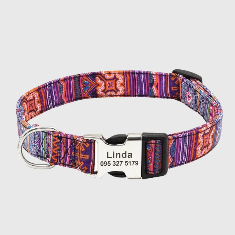 Collier Nylon Personnalisé Gravé Chien Molosse