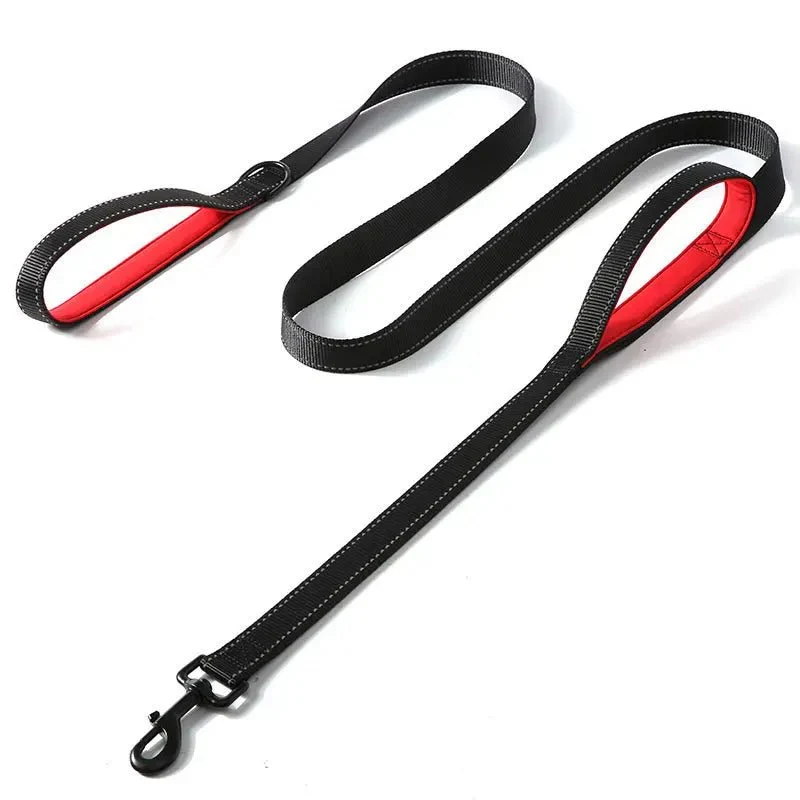Laisse Double Poignée Nylon Gros Chien Puissant