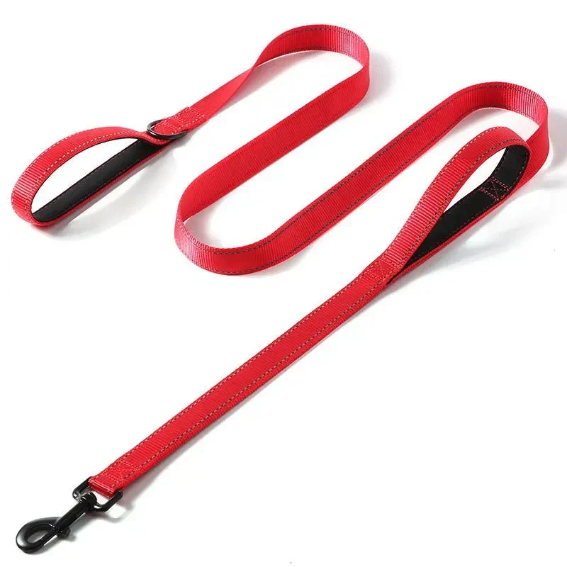 Laisse Double Poignée Nylon Gros Chien Puissant