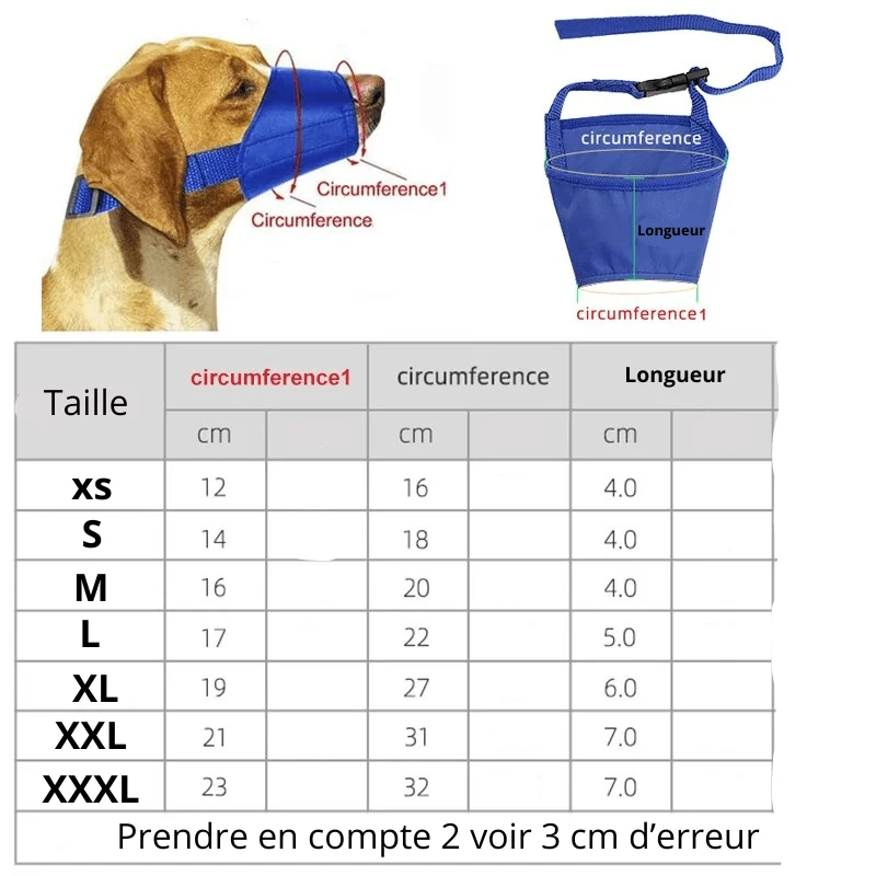Muselière Nylon Réglable Sécurité Chien