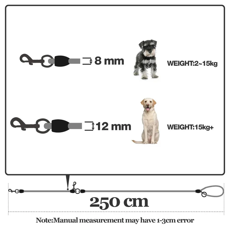 Laisse Nylon Résistante Gros Chien 250cm