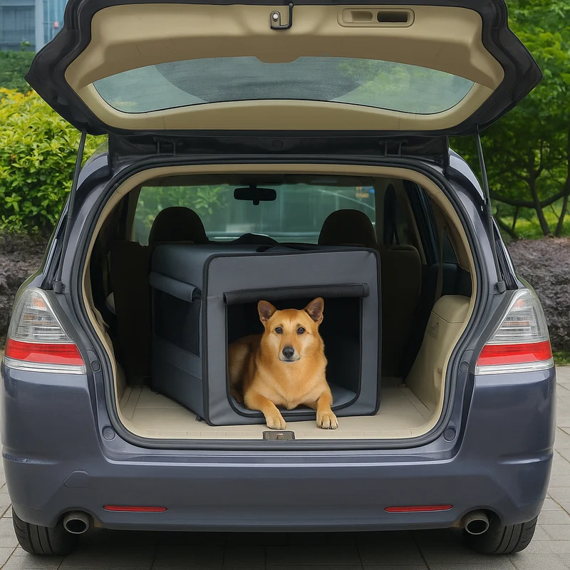 Cage Transport Pliable Chien Gris Ventilée