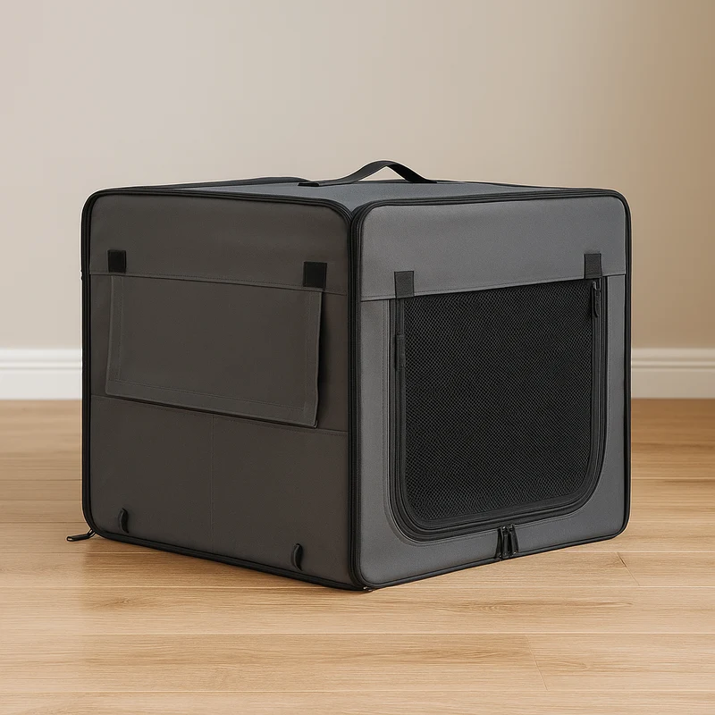 Cage Transport Pliable Chien Gris Ventilée