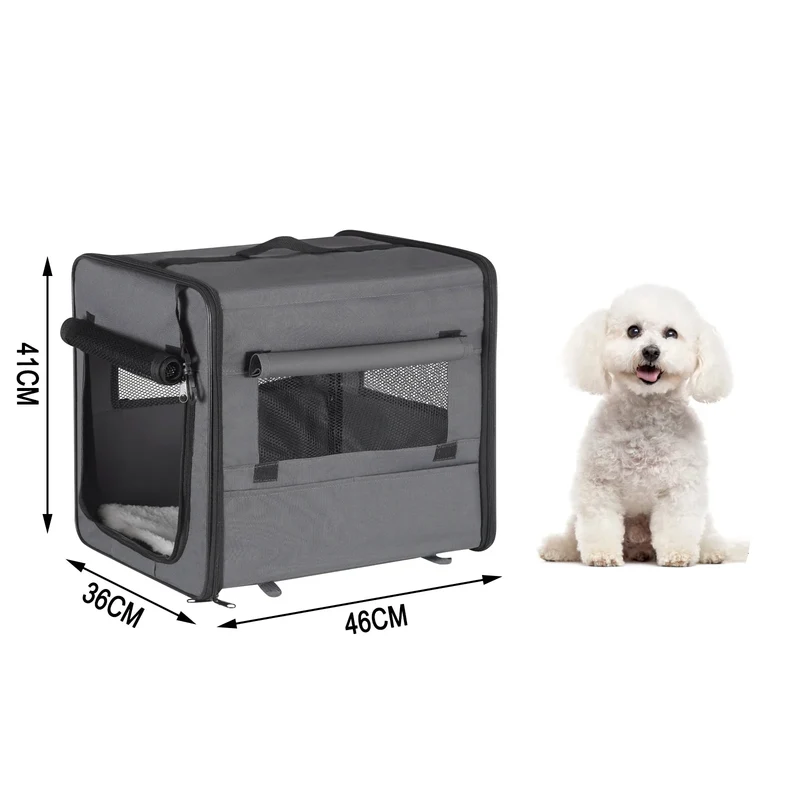 Cage Transport Pliable Chien Gris Ventilée