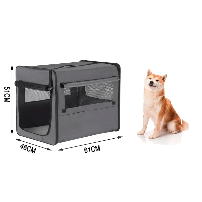 Cage Transport Pliable Chien Gris Ventilée