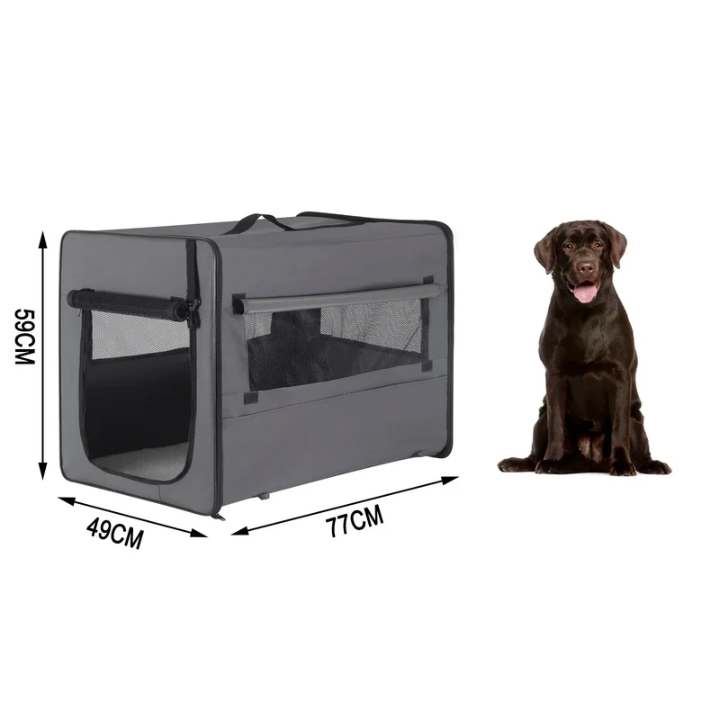 Cage Transport Pliable Chien Gris Ventilée