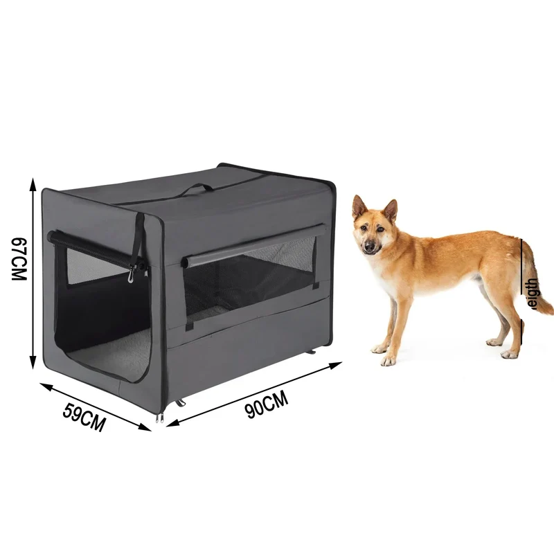 Cage Transport Pliable Chien Gris Ventilée