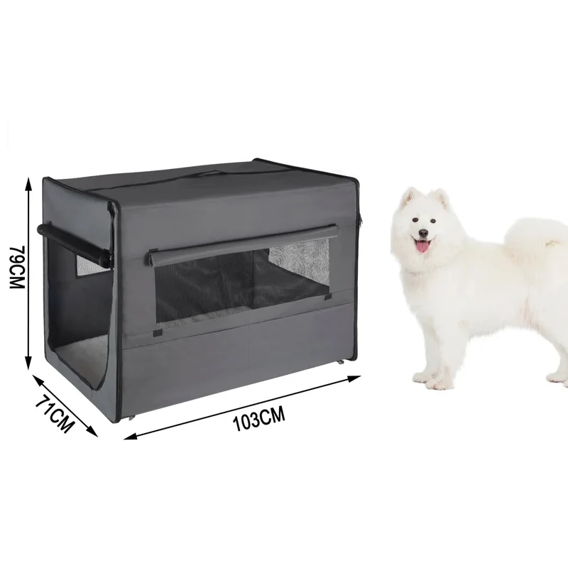 Cage Transport Pliable Chien Gris Ventilée