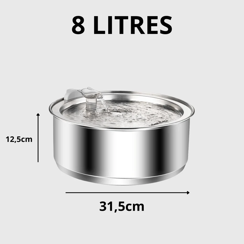 Fontaine Inox Silencieuse Gros Chien 8L