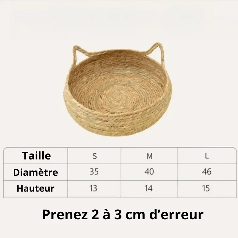 Panier Osier Tressé Chien Coussin Beige