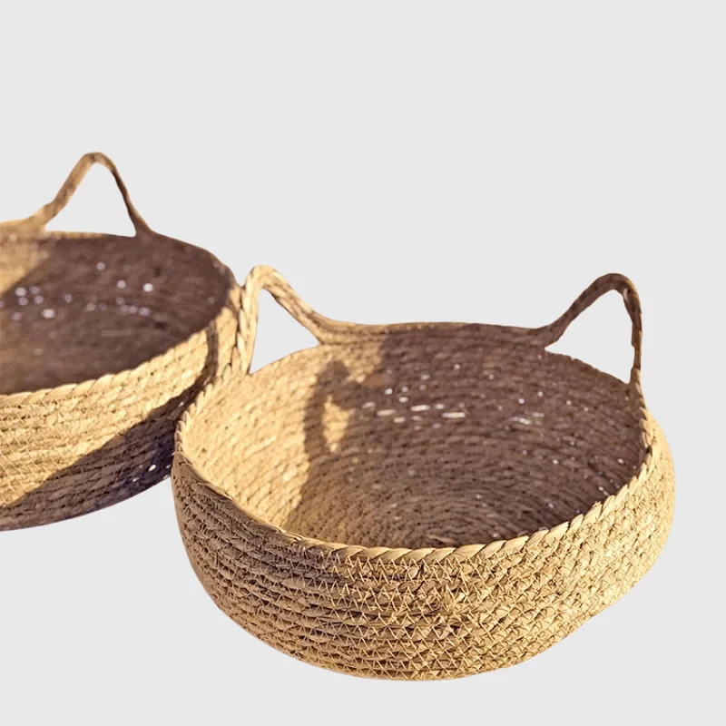 Panier Osier Tressé Chien Coussin Beige