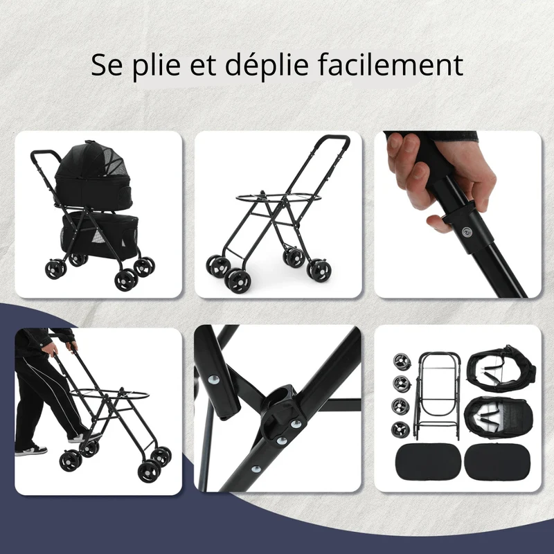 Poussette Pliable Gros Chien Confort Sécurité