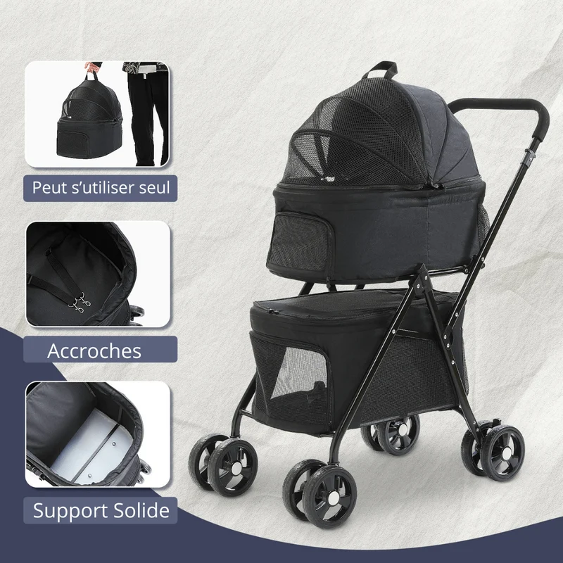 Poussette Pliable Gros Chien Confort Sécurité