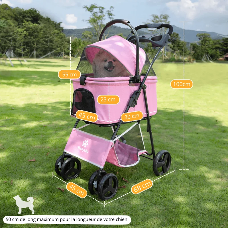 Poussette Pliable Chien Confort Anti-UV