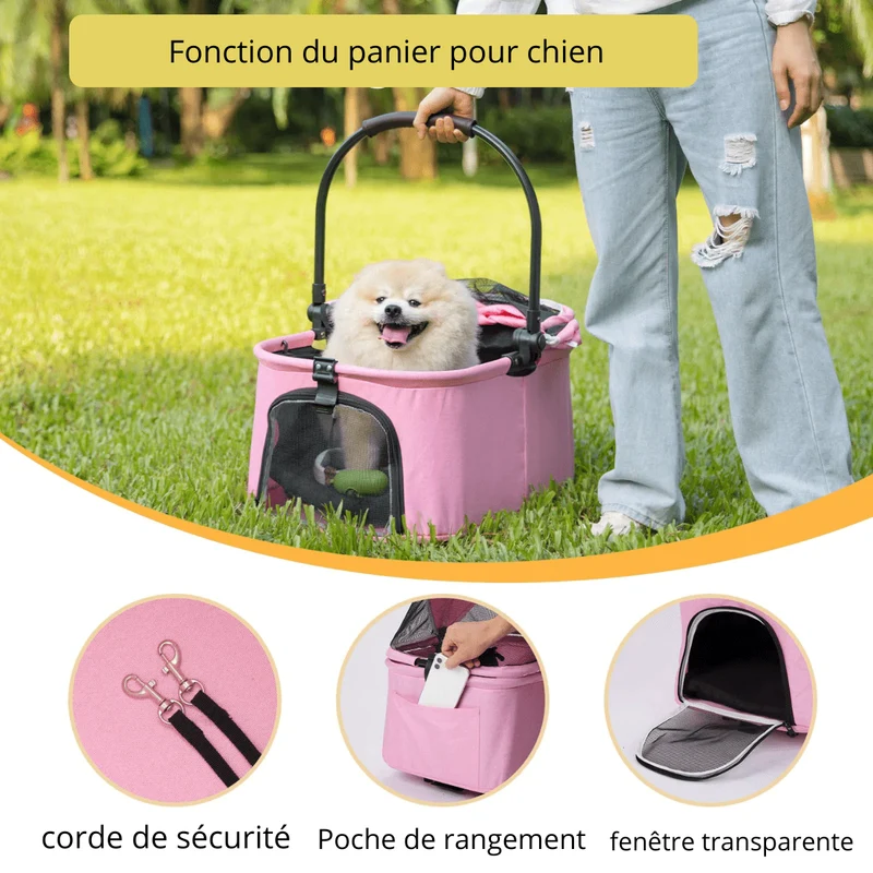 Poussette Pliable Chien Confort Anti-UV