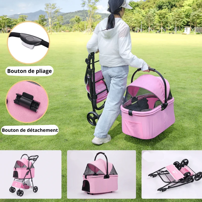 Poussette Pliable Chien Confort Anti-UV