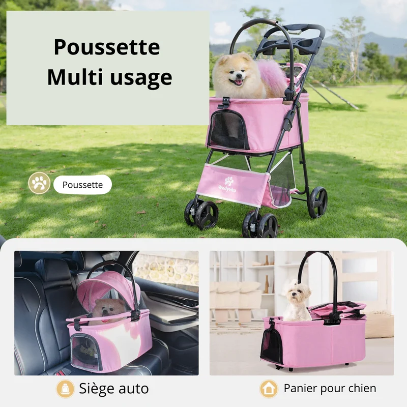 Poussette Pliable Chien Confort Anti-UV