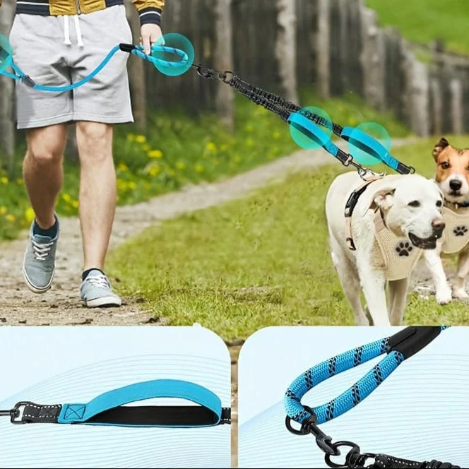 Laisse Double Réfléchissante Deux Chiens