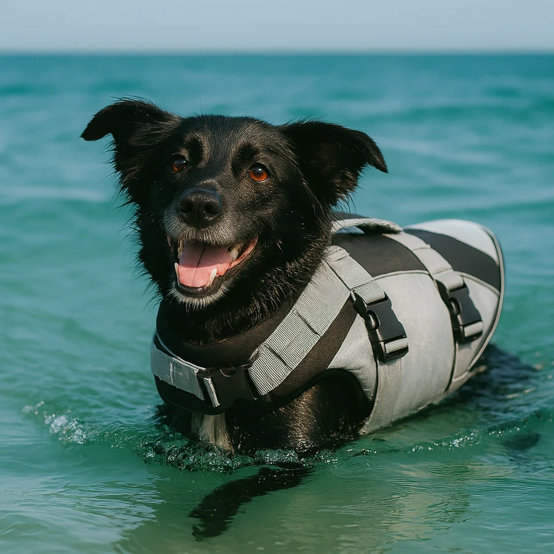 Gilet Sauvetage Gros Chien Gris Réfléchissant