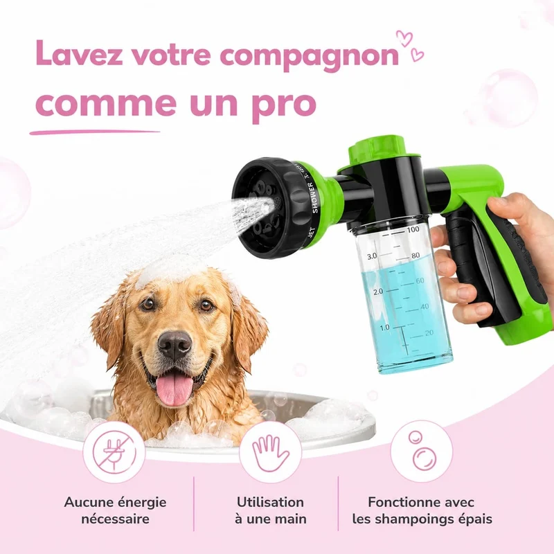 Douchette Bain Chien Shampoing Intégré
