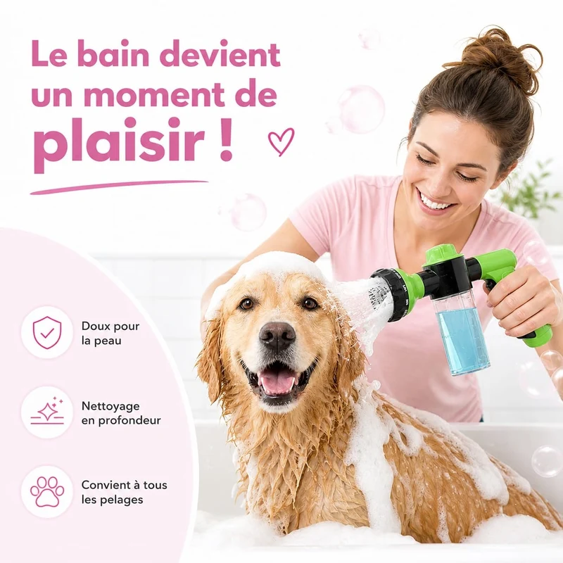 Douchette Bain Chien Shampoing Intégré