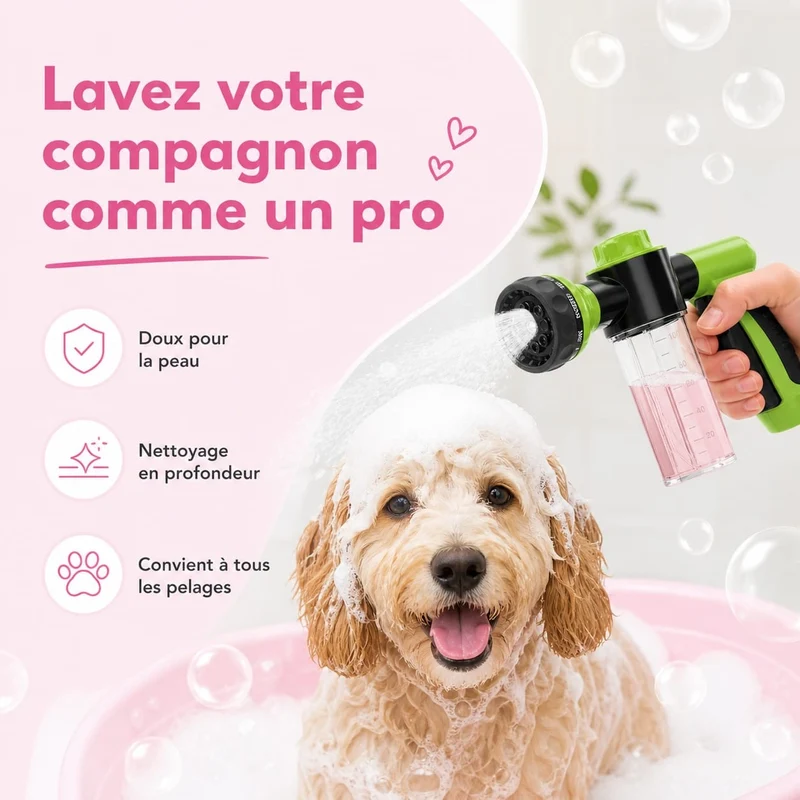 Douchette Bain Chien Shampoing Intégré