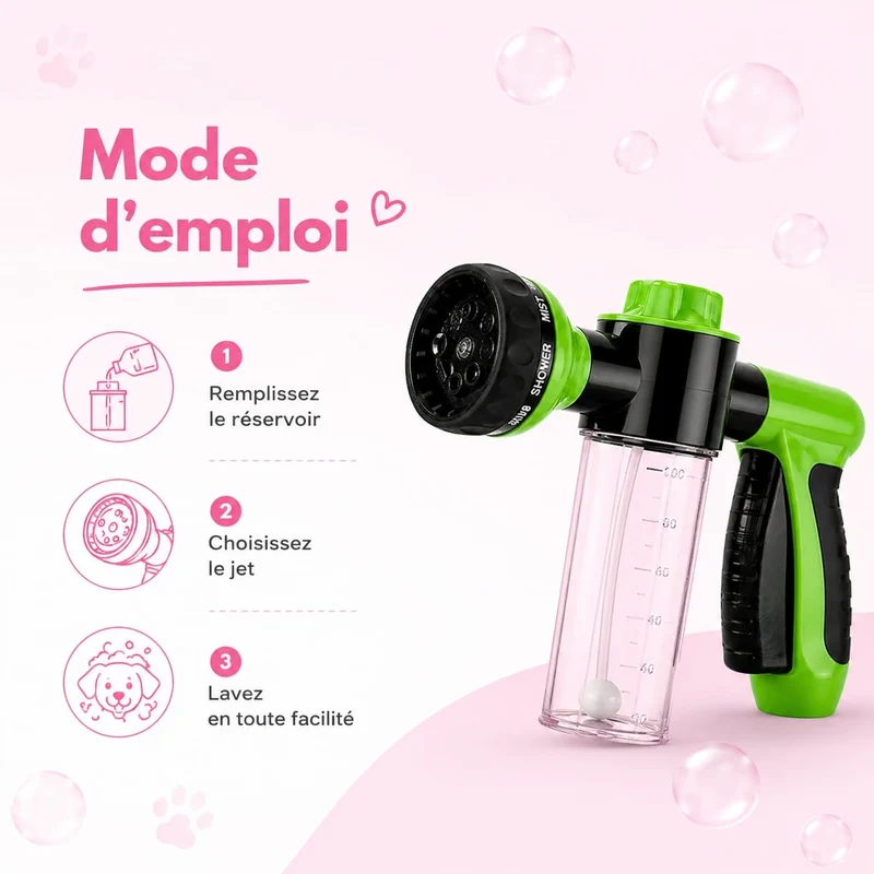 Douchette Bain Chien Shampoing Intégré