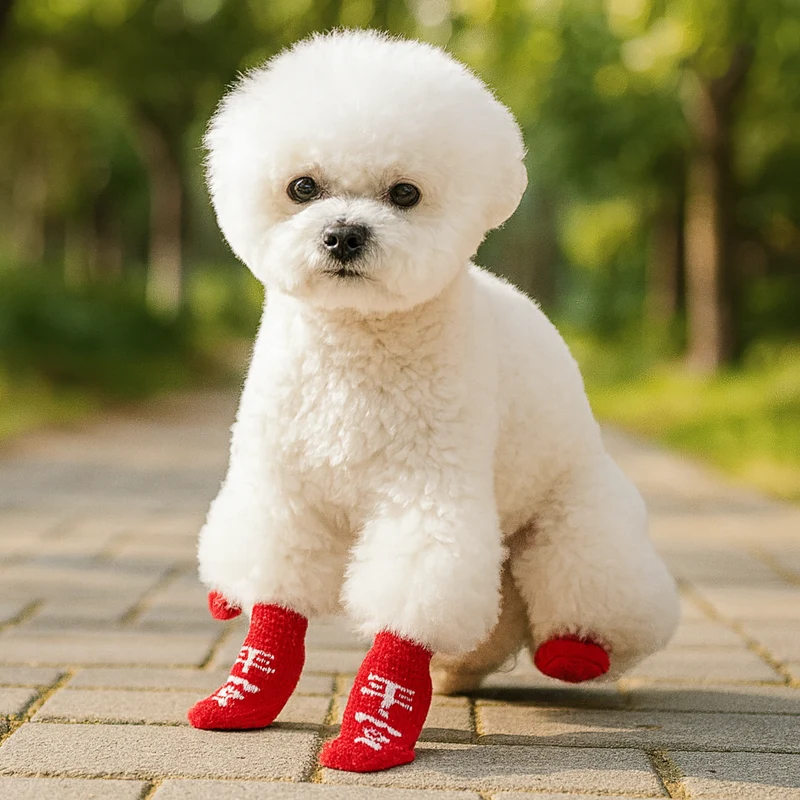 Chaussettes Antidérapantes Rouges Gros Chien