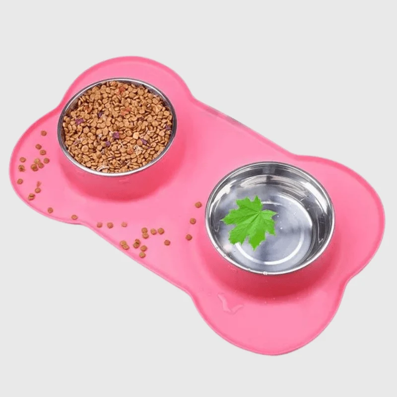 Gamelle Double Inox Antidérapante Rose