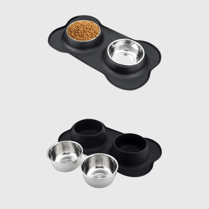 Gamelle Double Inox Antidérapante Rose
