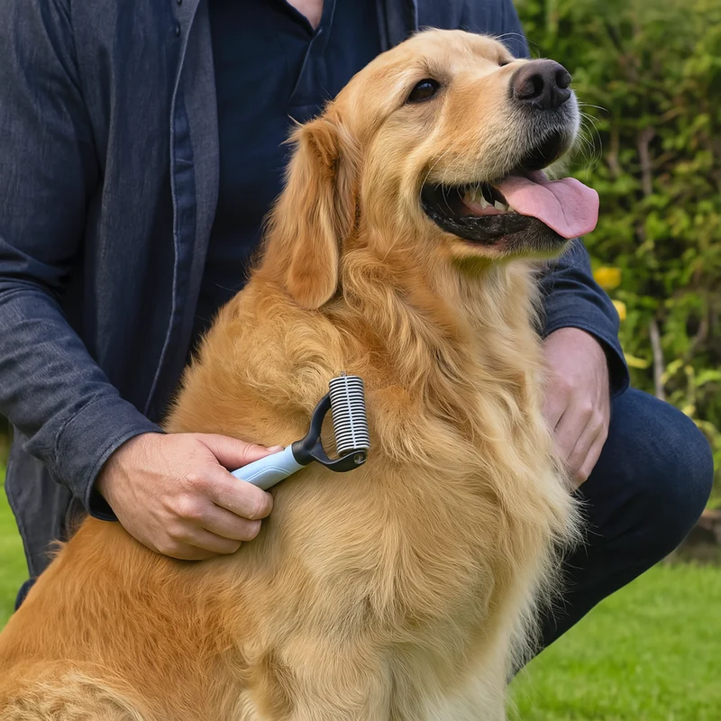 Brosse Démêlante Bleu Poil Long Golden Berger