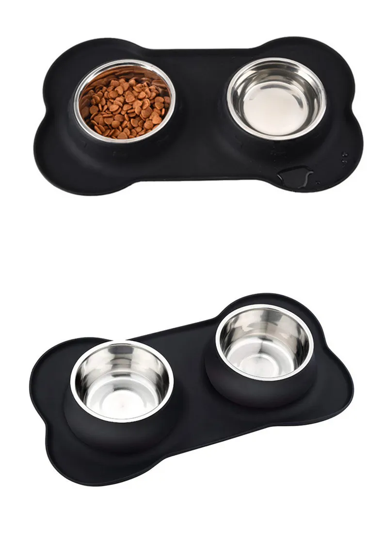 Gamelle Double Silicone Inox Gris Gros Chien