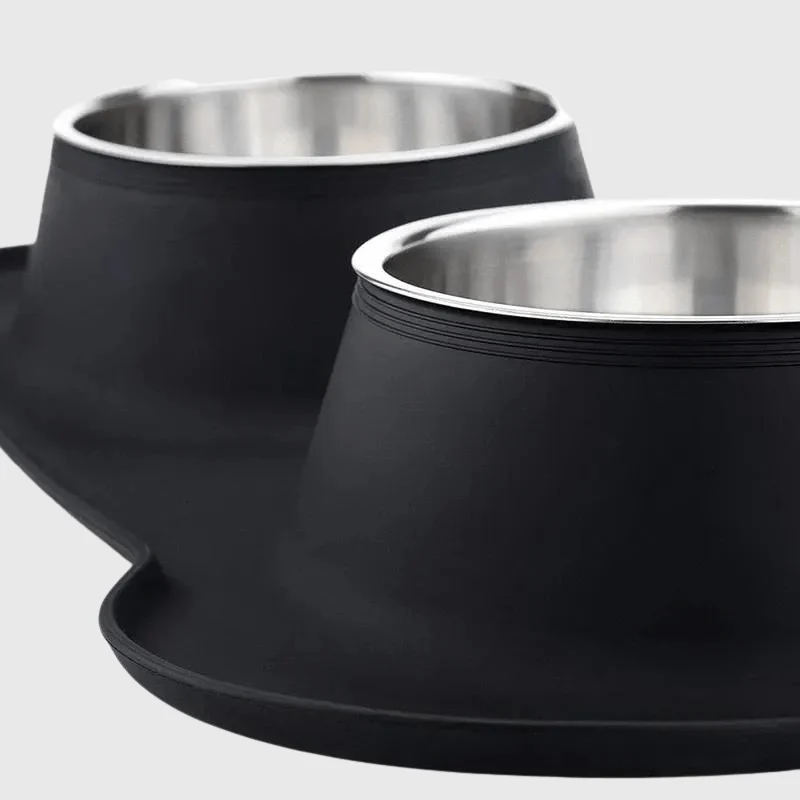 Gamelle Double Silicone Inox Gris Gros Chien