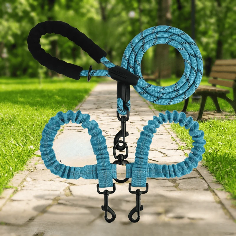 Laisse Double Anti-Enchevêtrement Rotule Chien