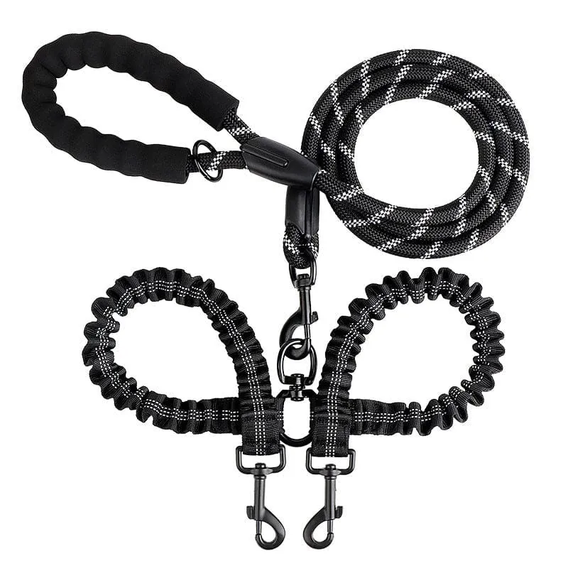 Laisse Double Anti-Enchevêtrement Rotule Chien