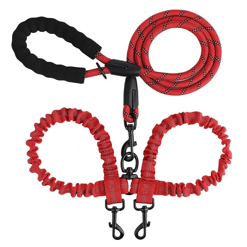 Laisse Double Anti-Enchevêtrement Rotule Chien