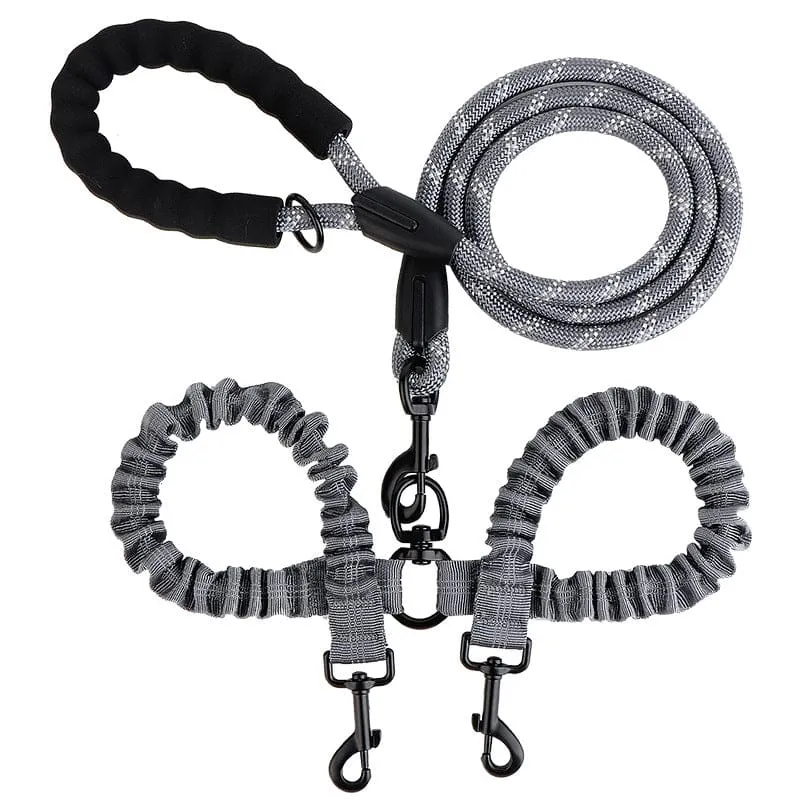 Laisse Double Anti-Enchevêtrement Rotule Chien