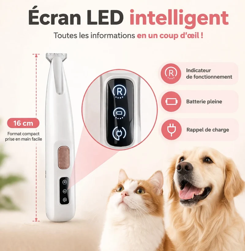 Tondeuse Silencieuse Rechargeable Chien LED
