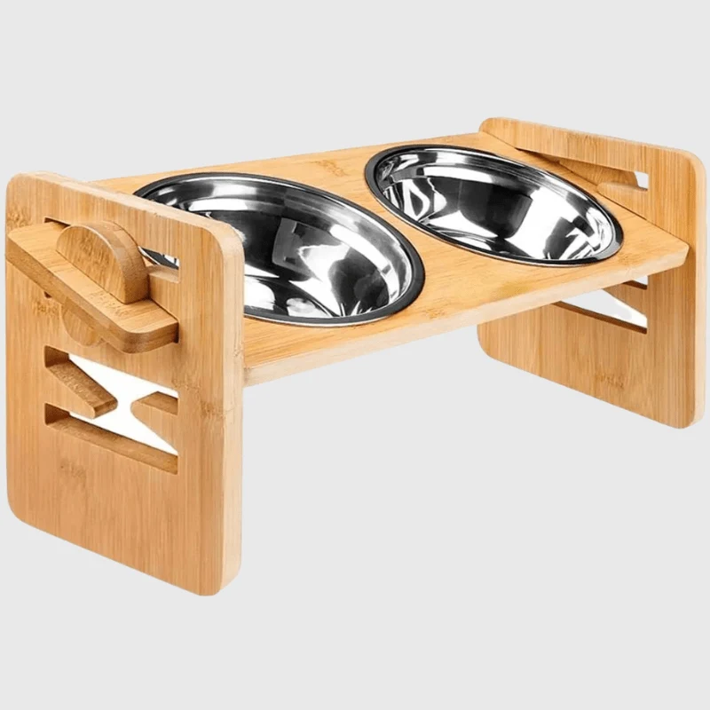 Support Gamelle Bois Surélevé Double Gros Chien